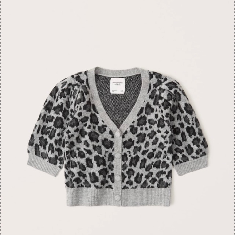 Abercrombie & Fitch Cropped Leopard Cardigan NWT